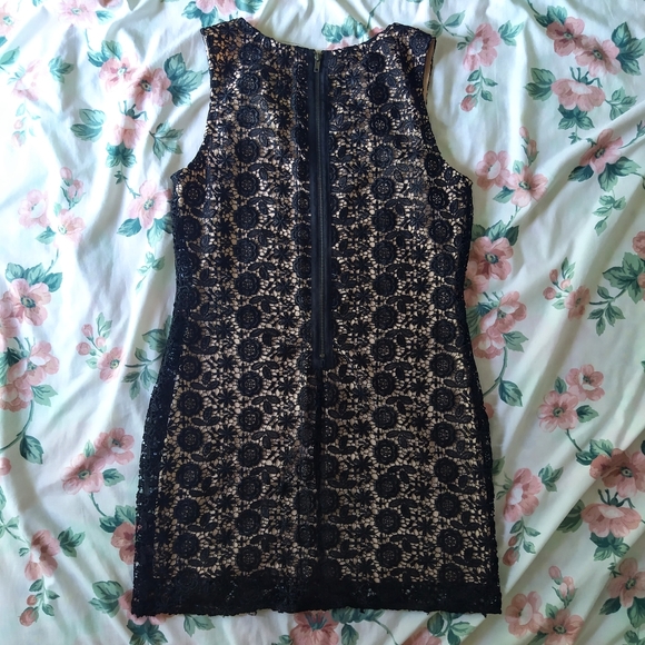 Black Embroidered Lace Sleeveless Dress - Picture 5 of 9
